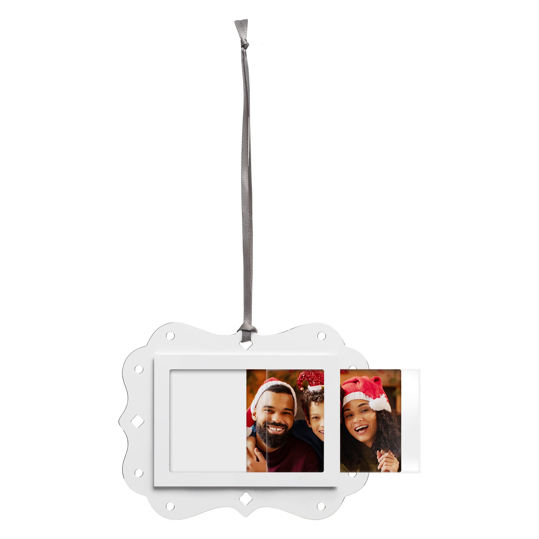 White Metal Rectangle Photo Ornament