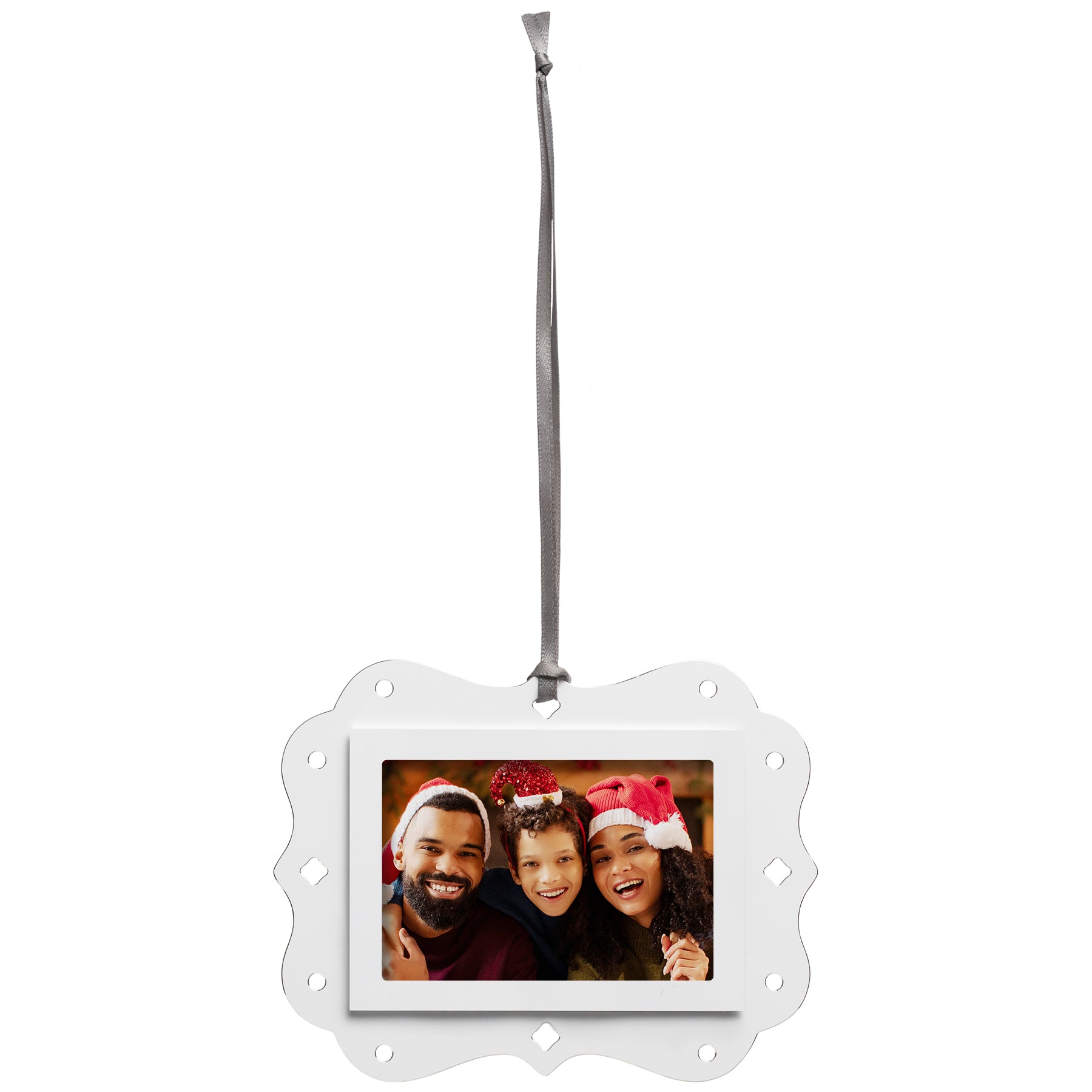 White Metal Rectangle Photo Ornament