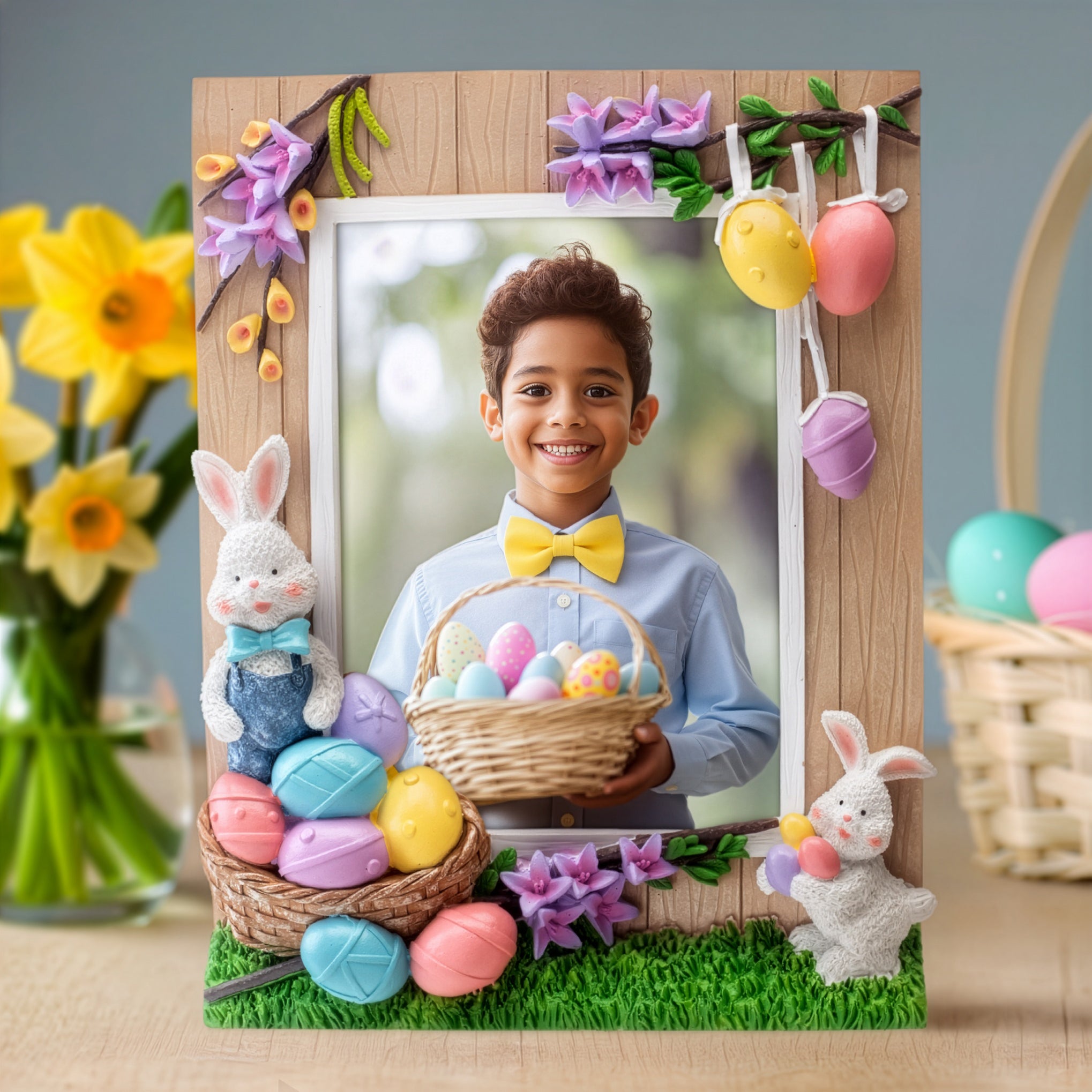 Easter Picture Frame Wholesale Easter Bunny Eggs Resin Picture Frame - Neil Enterprises ...