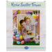 Resin Easter frame box with decorative elements and a photo of two children on a white background.