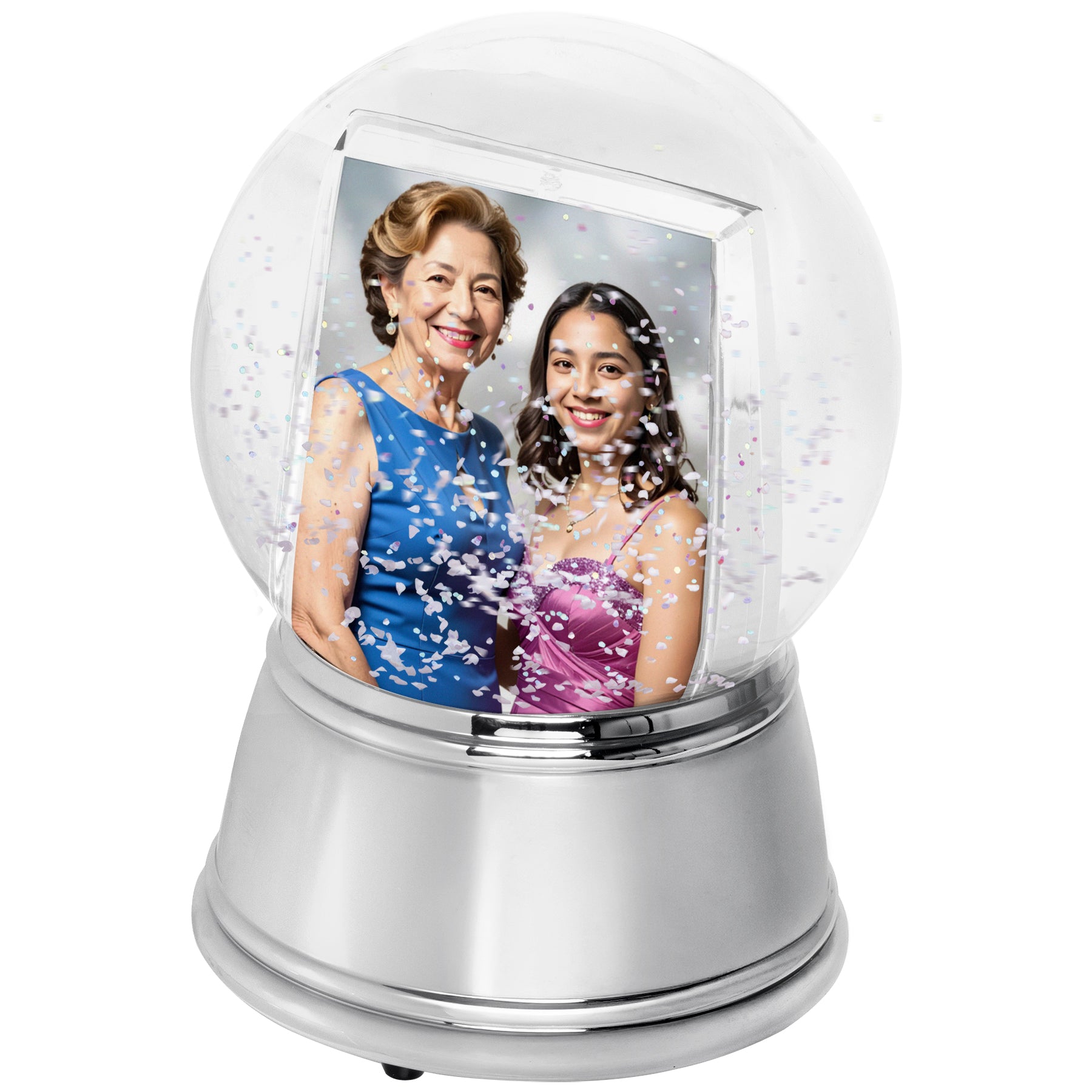 Sphere Photo Snow Globe with Chrome Base