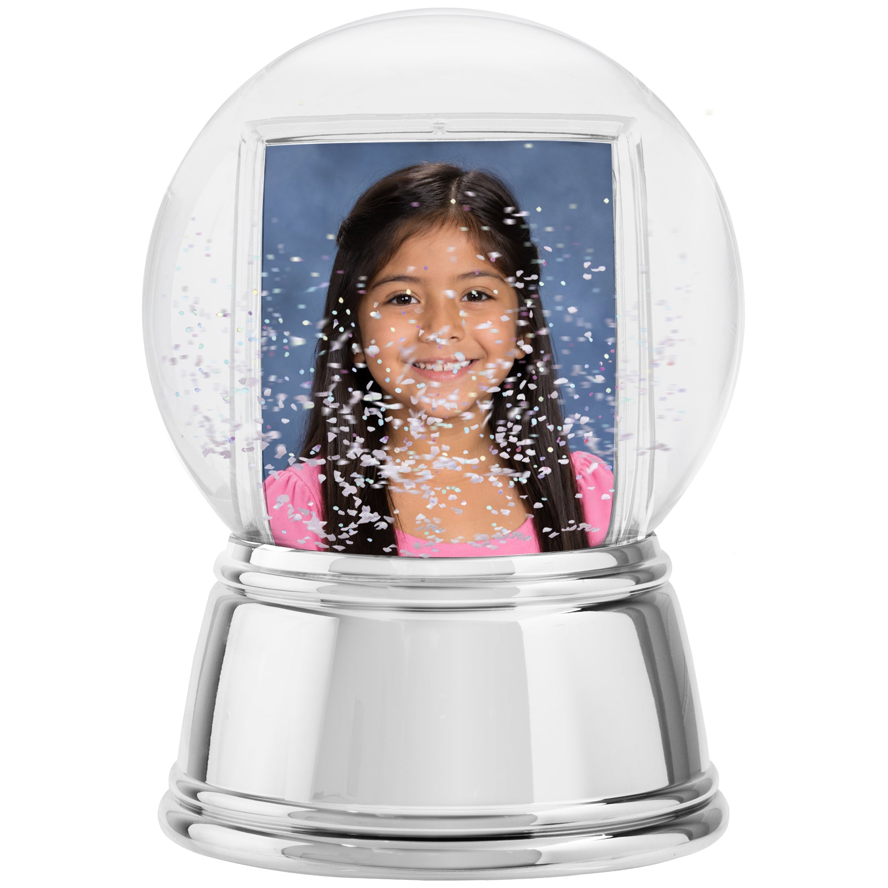 Sphere Photo Snow Globe with Chrome Base