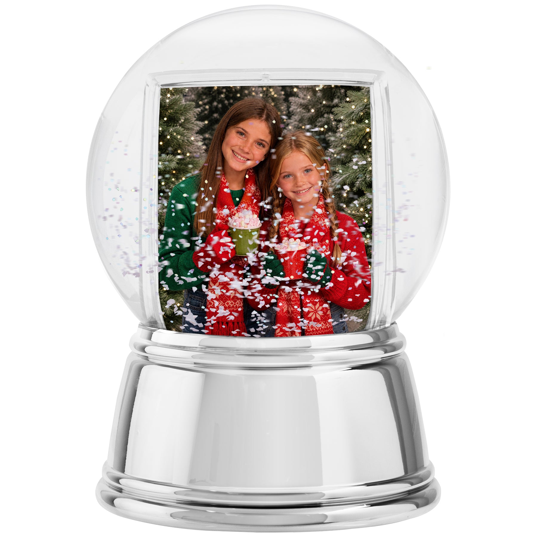 Sphere Photo Snow Globe with Chrome Base