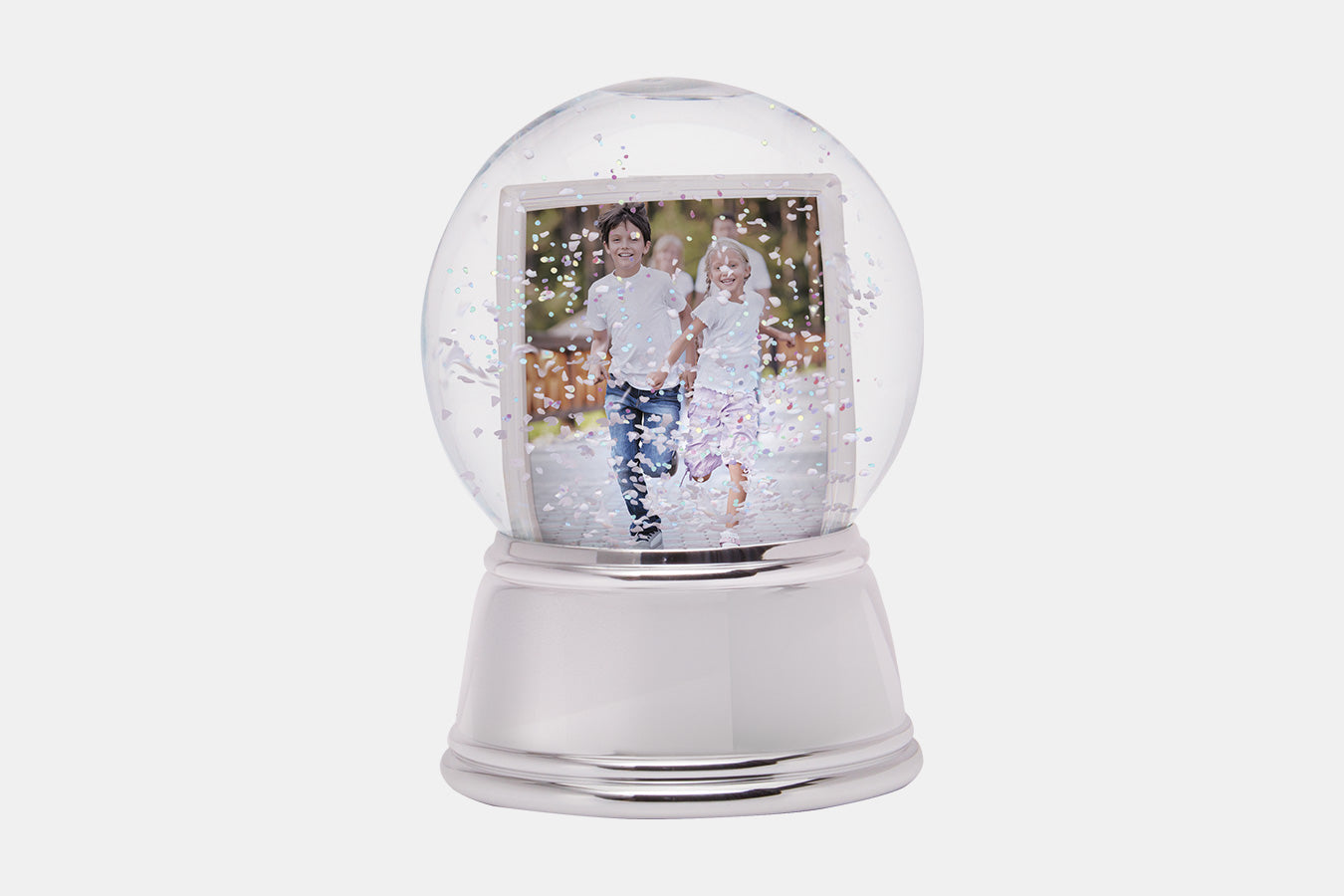 diy photo snow globe with silver base