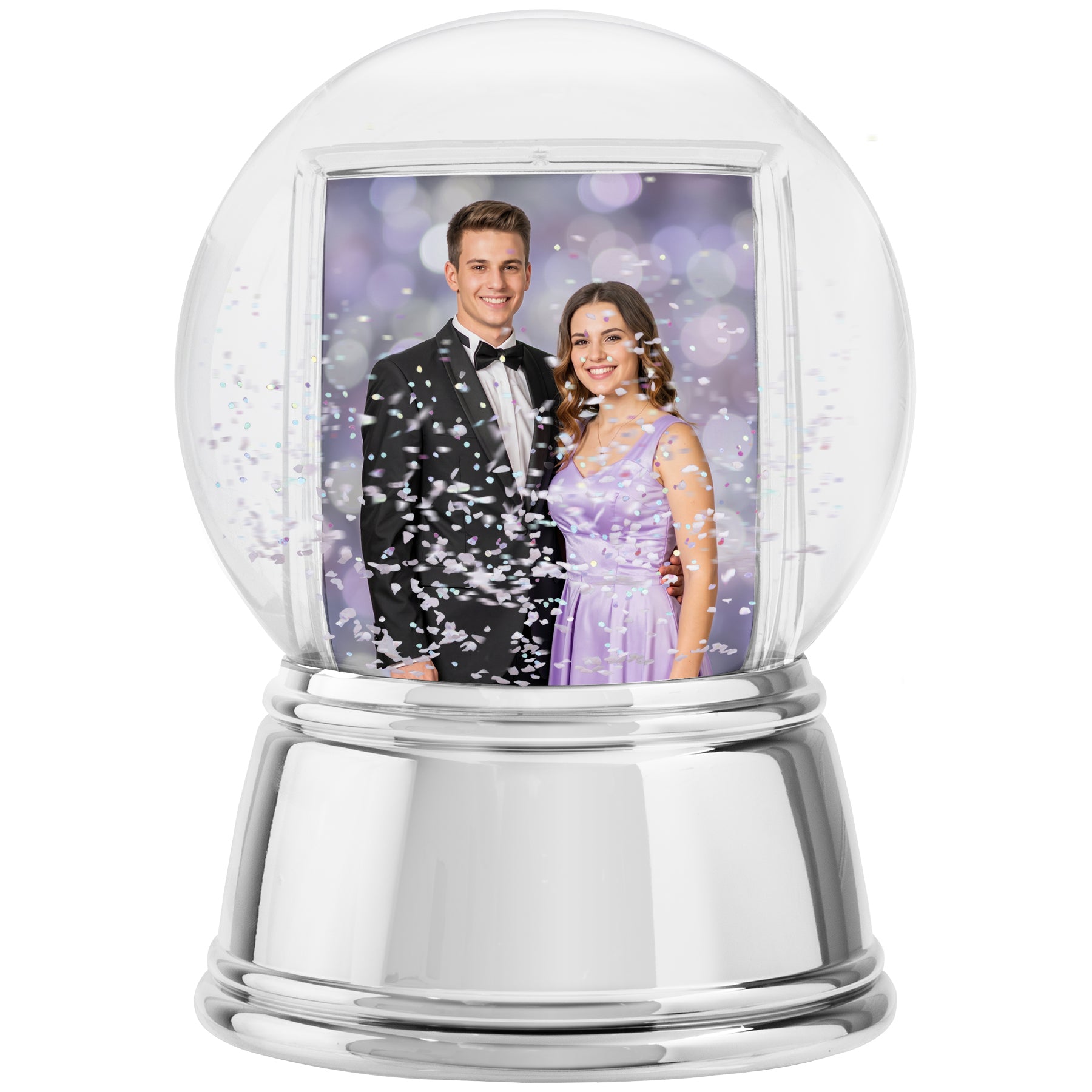 Sphere Photo Snow Globe with Chrome Base