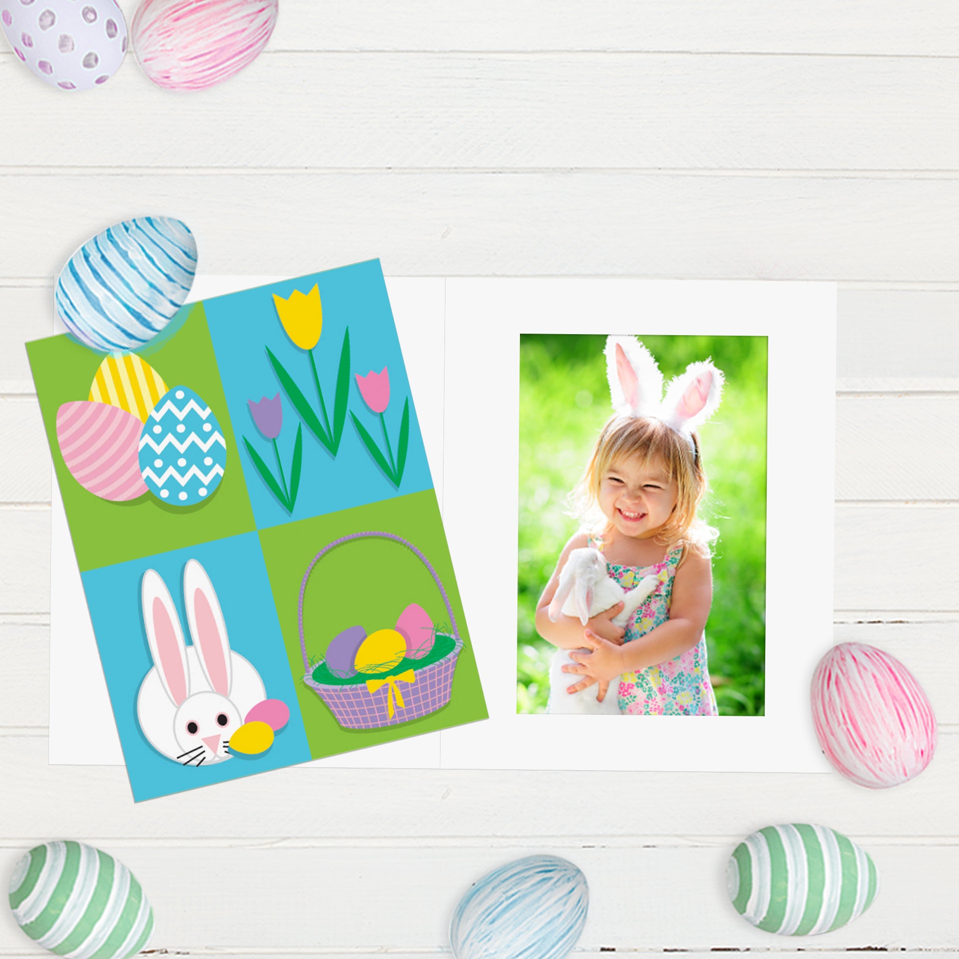 Easter Bunny Photo Folders 4x6 - Pack Of 100 Whimsical Easter Photo Mounts For Professional Photography