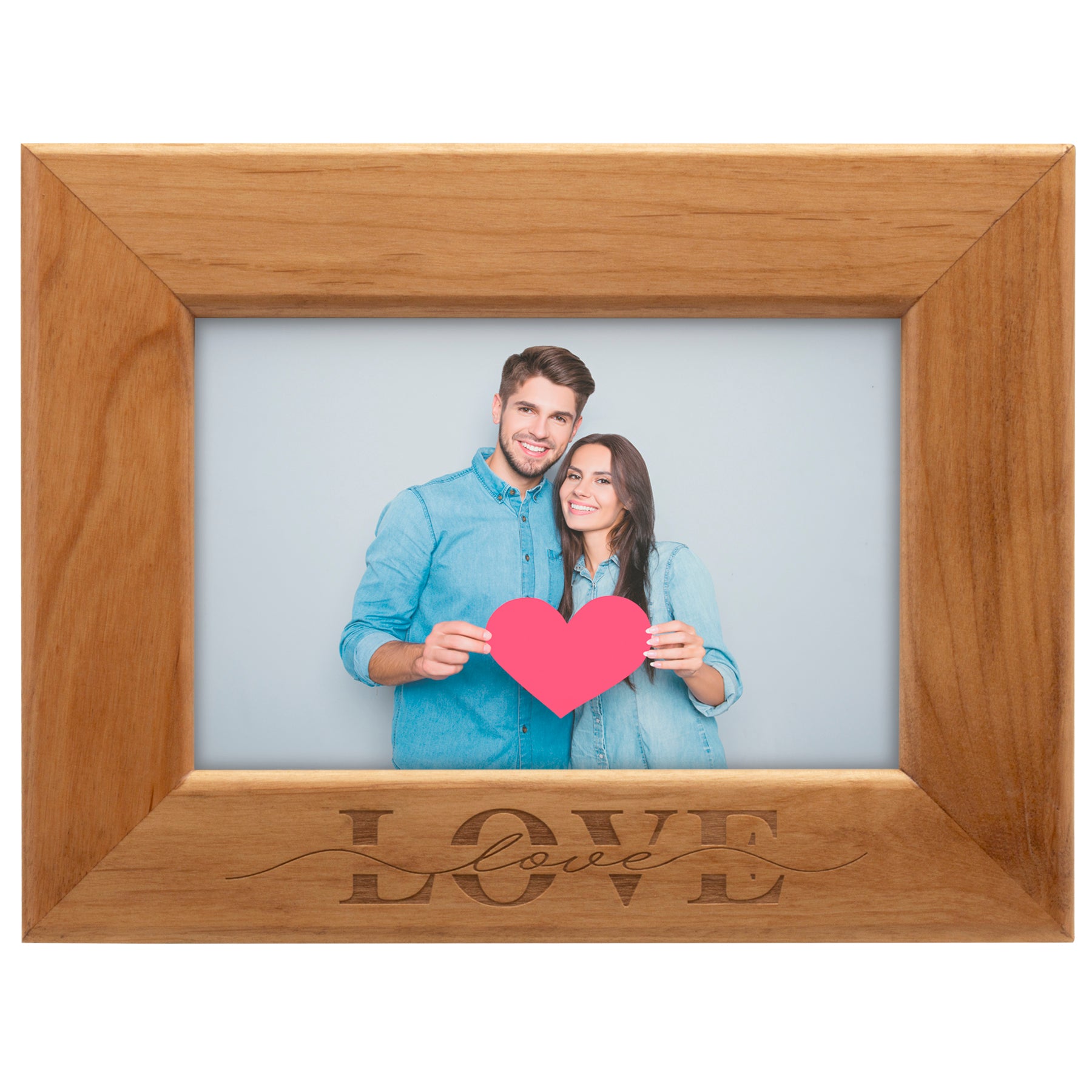 Alder Wood 6" x 4" Love Engraved Picture Frame