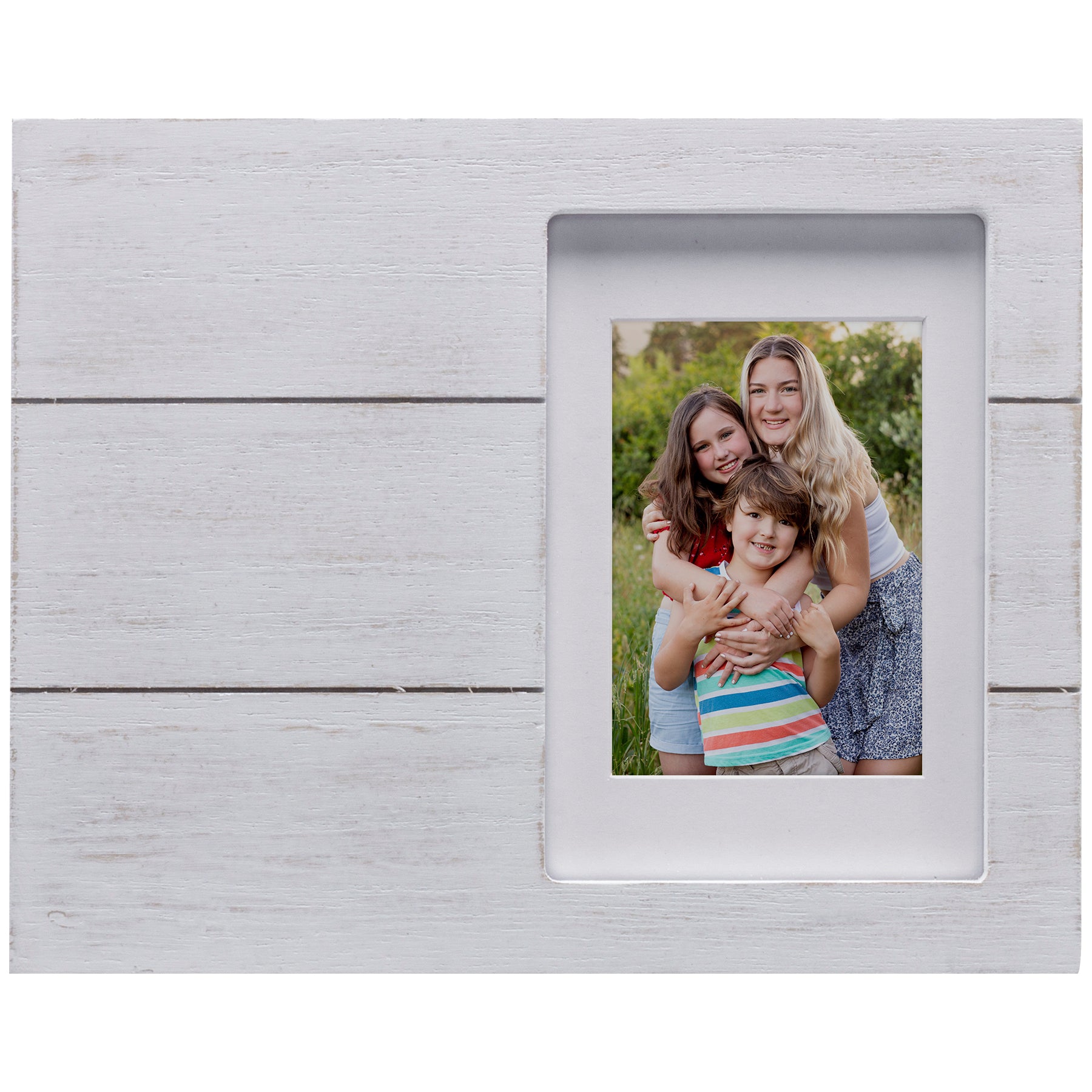 White Distressed Wood Vertical Picture Frame - 3.5x5 or 2.5x3.5 Photos