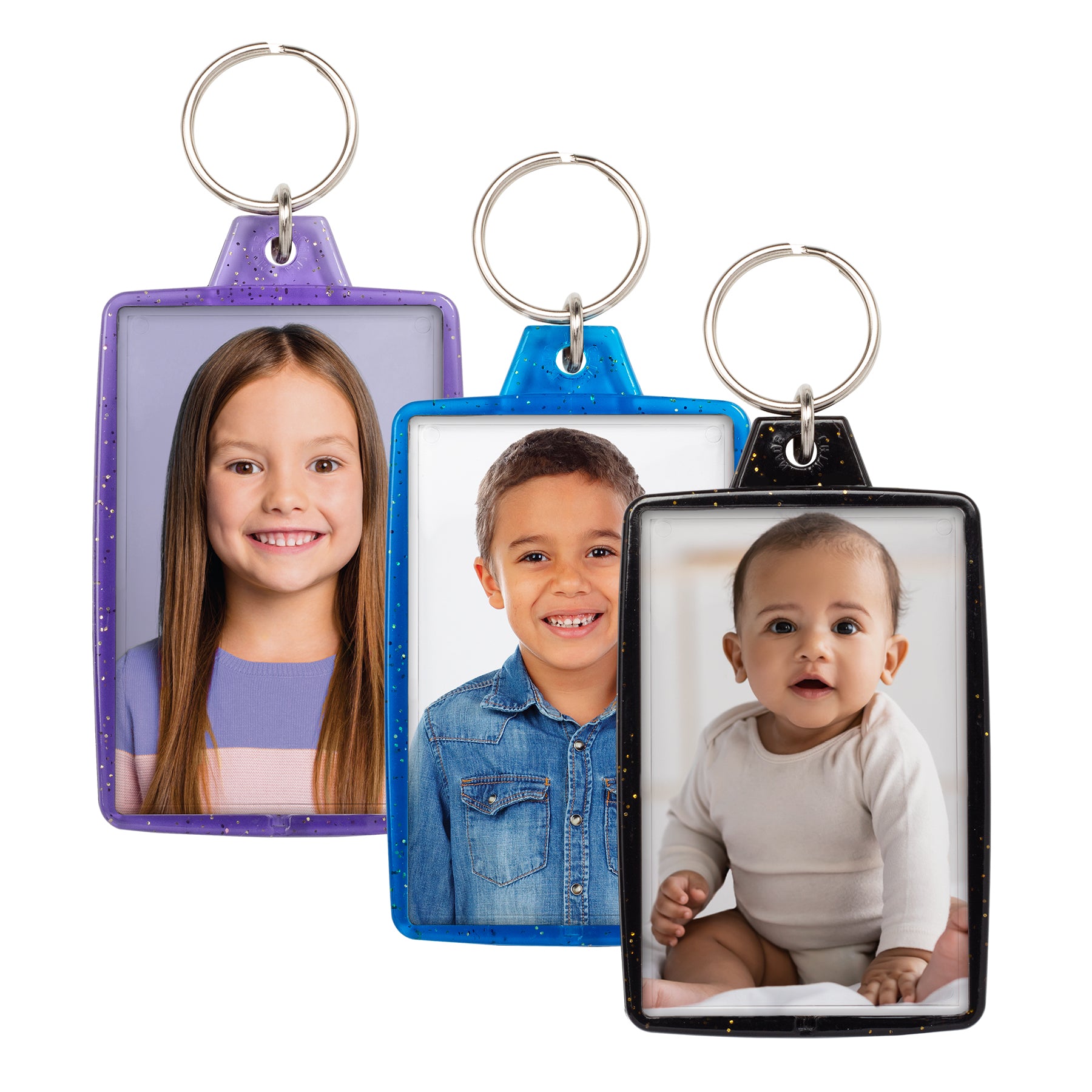 1.75" x 2.75" Translucent Sparkle Photo Keychains