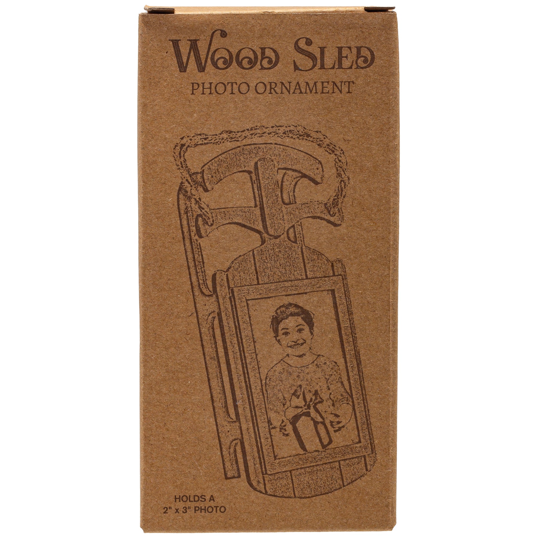 Wooden Sled 2" x 3" Photo Ornament