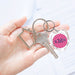 A personalized custom heart photo keychain used by etsy sellers and crafters for keys.