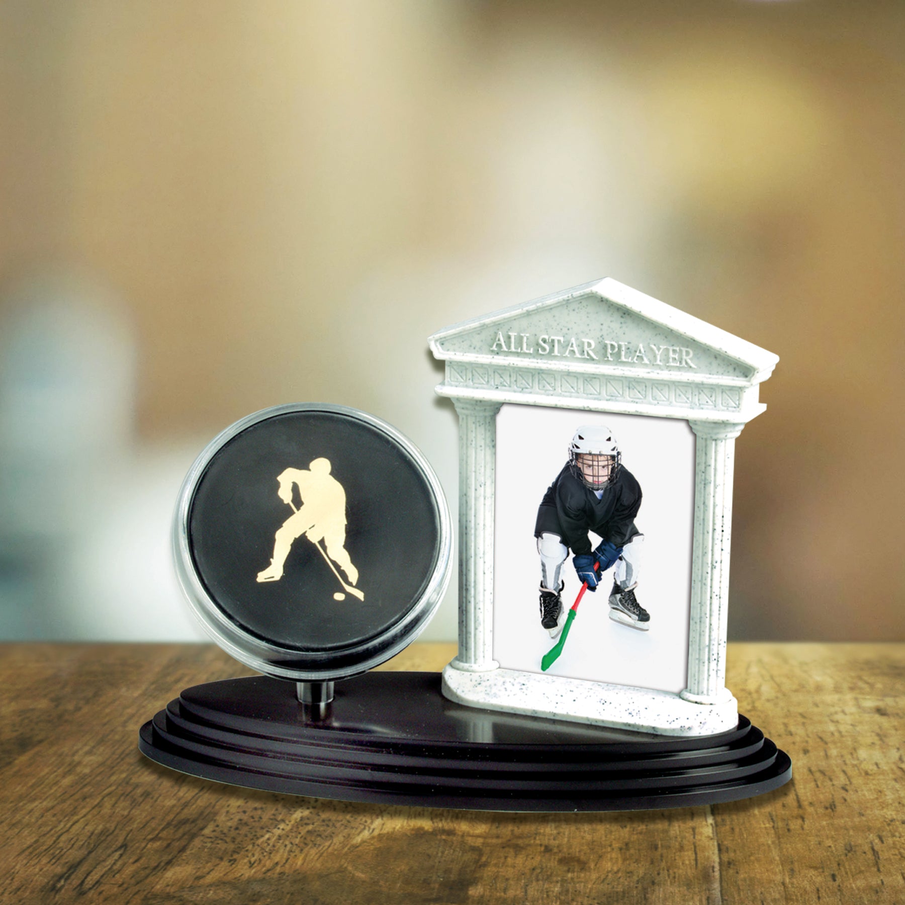 Trofeo de fotografía del disco de hockey