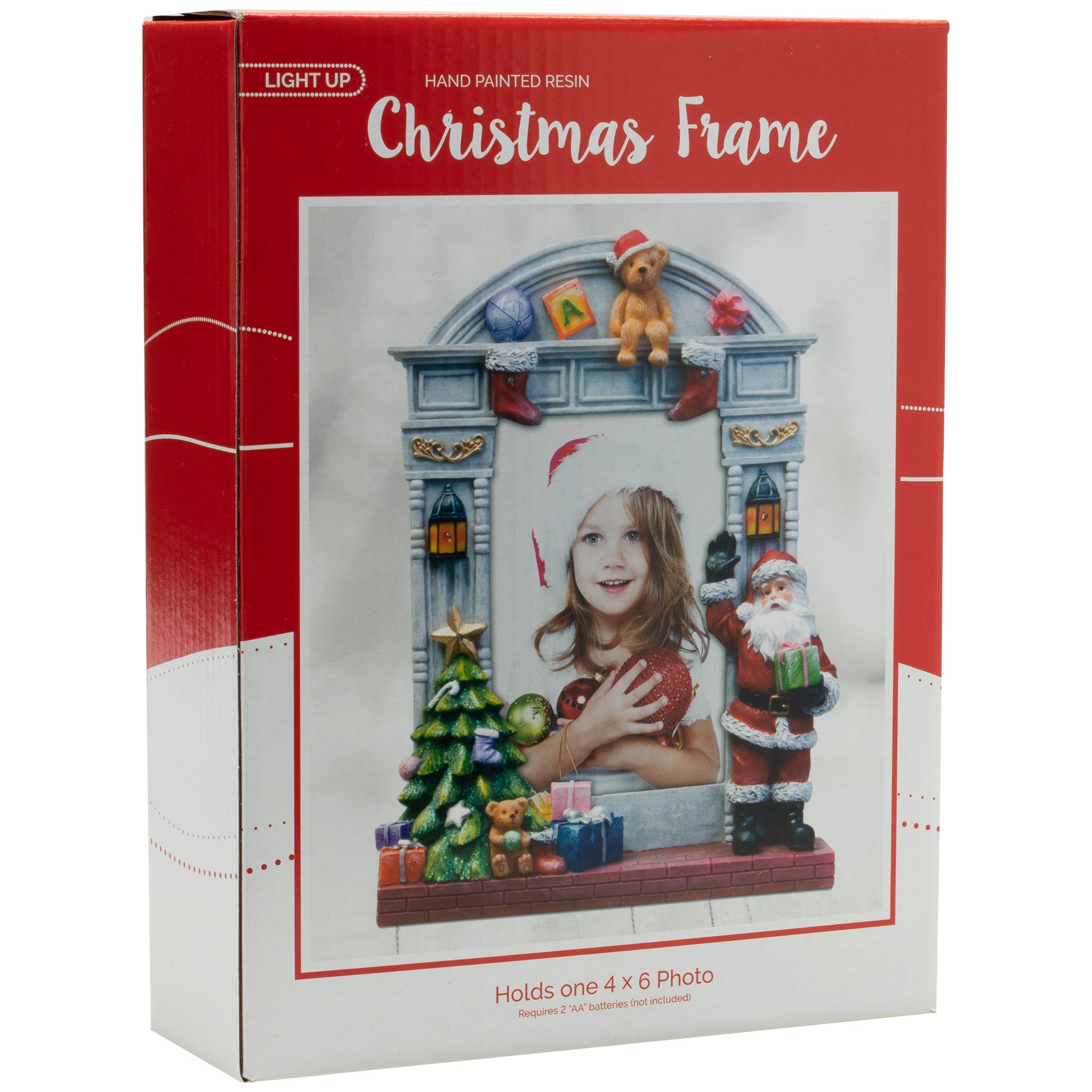 4" x 6" Light Up Christmas Resin Picture Frame w/Santa Claus and Christmas Tree