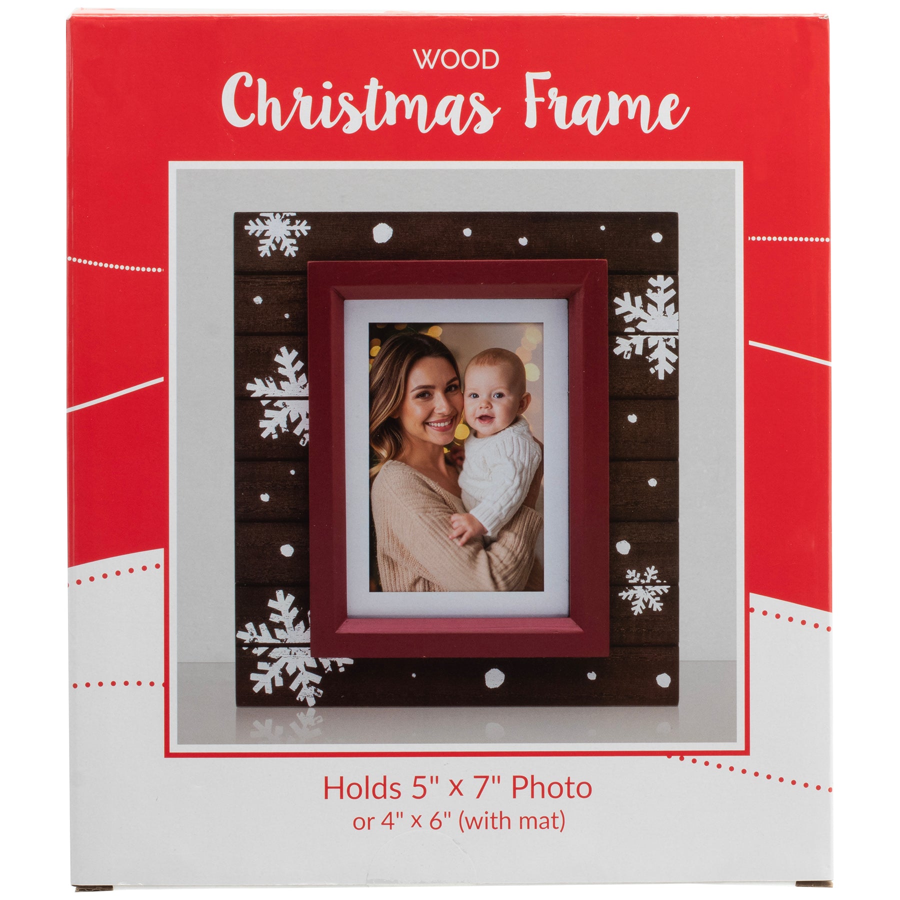 Winter Snowflake Brown Wood Picture Frame