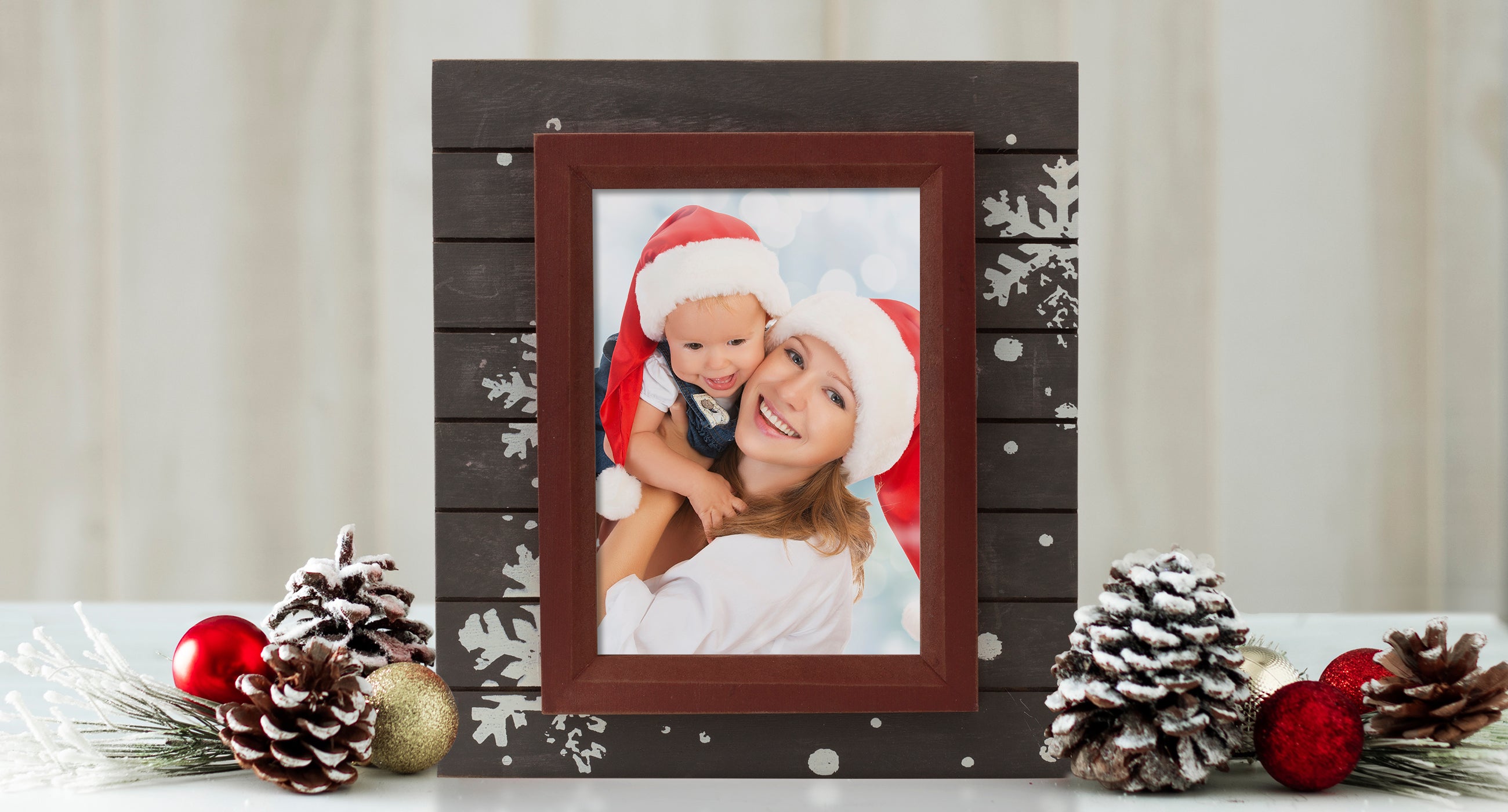 Winter Snowflake Brown 4" x 6" or 5" x 7" Wood Picture Frame