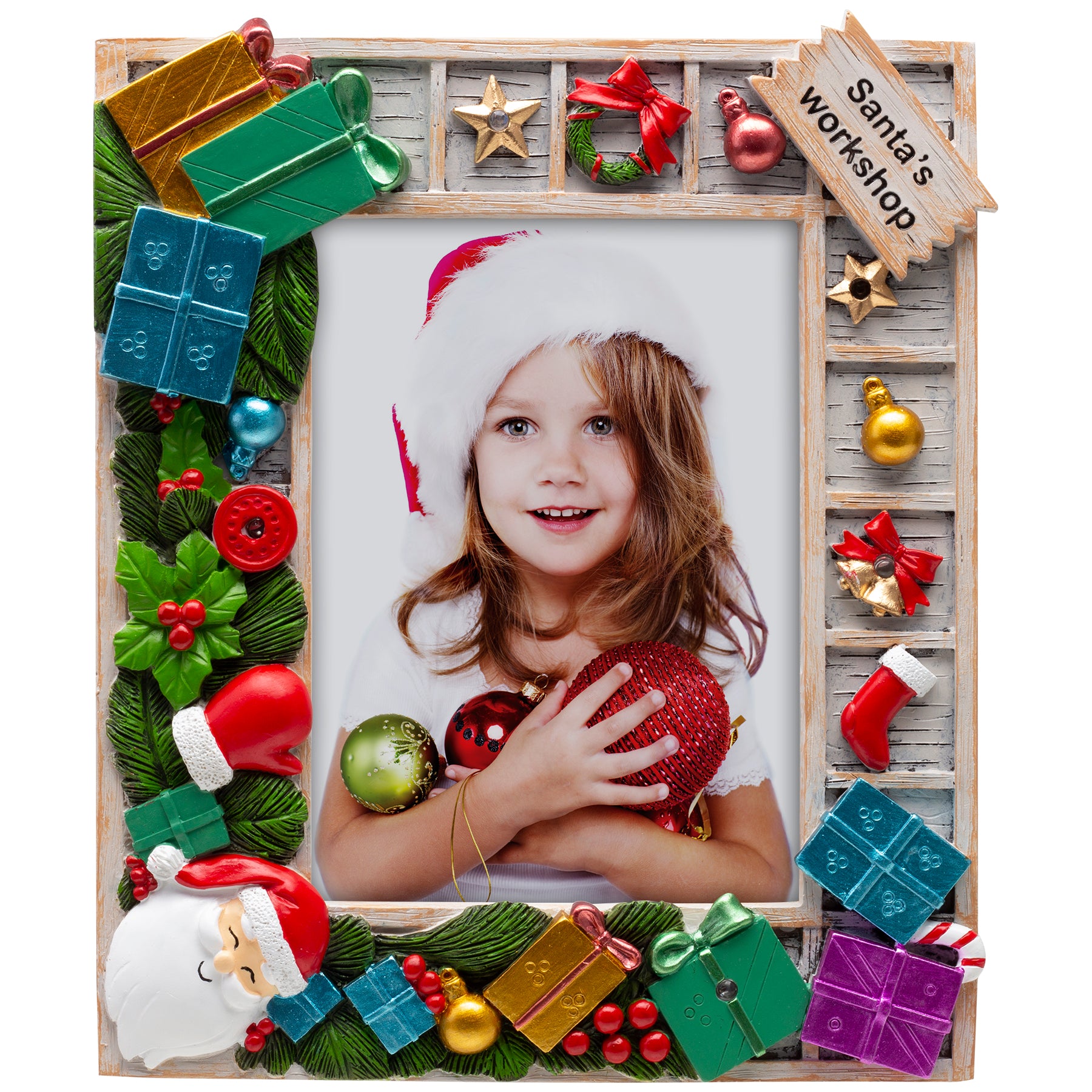 Santa's Workshop Light Up Resin 5" x 7" Picture Frame