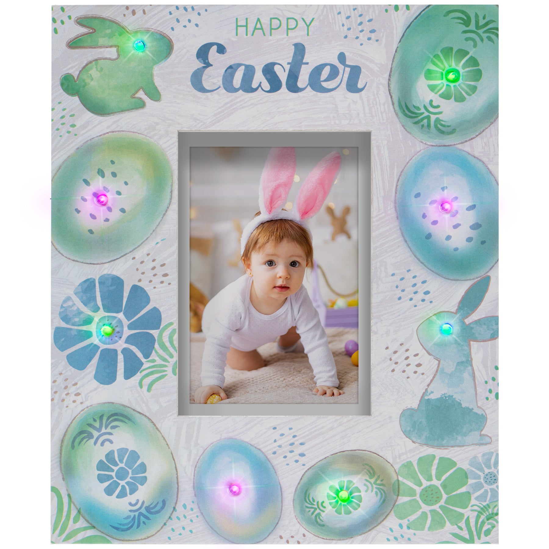 LIGHT UP Happy Easter 4" x 6" or 5" x 7" Wooden Shadow Box Picture Frame