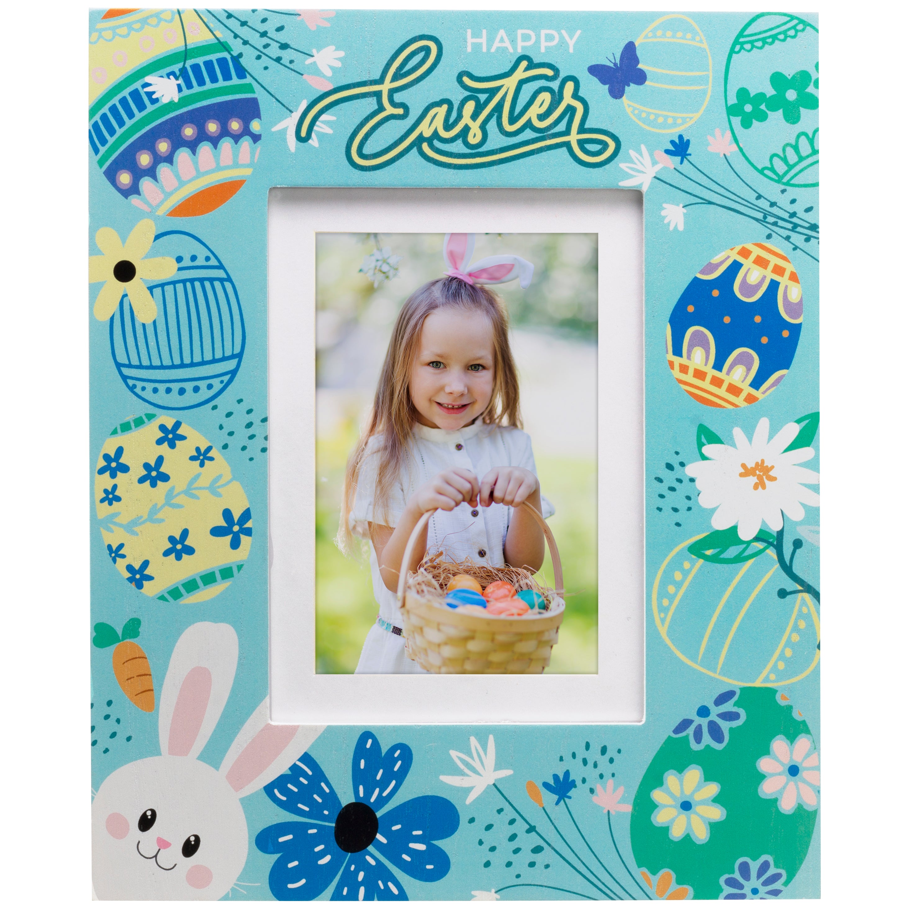 Blue Happy Easter 4" x 6" or 5" x 7" Wood Picture Frame