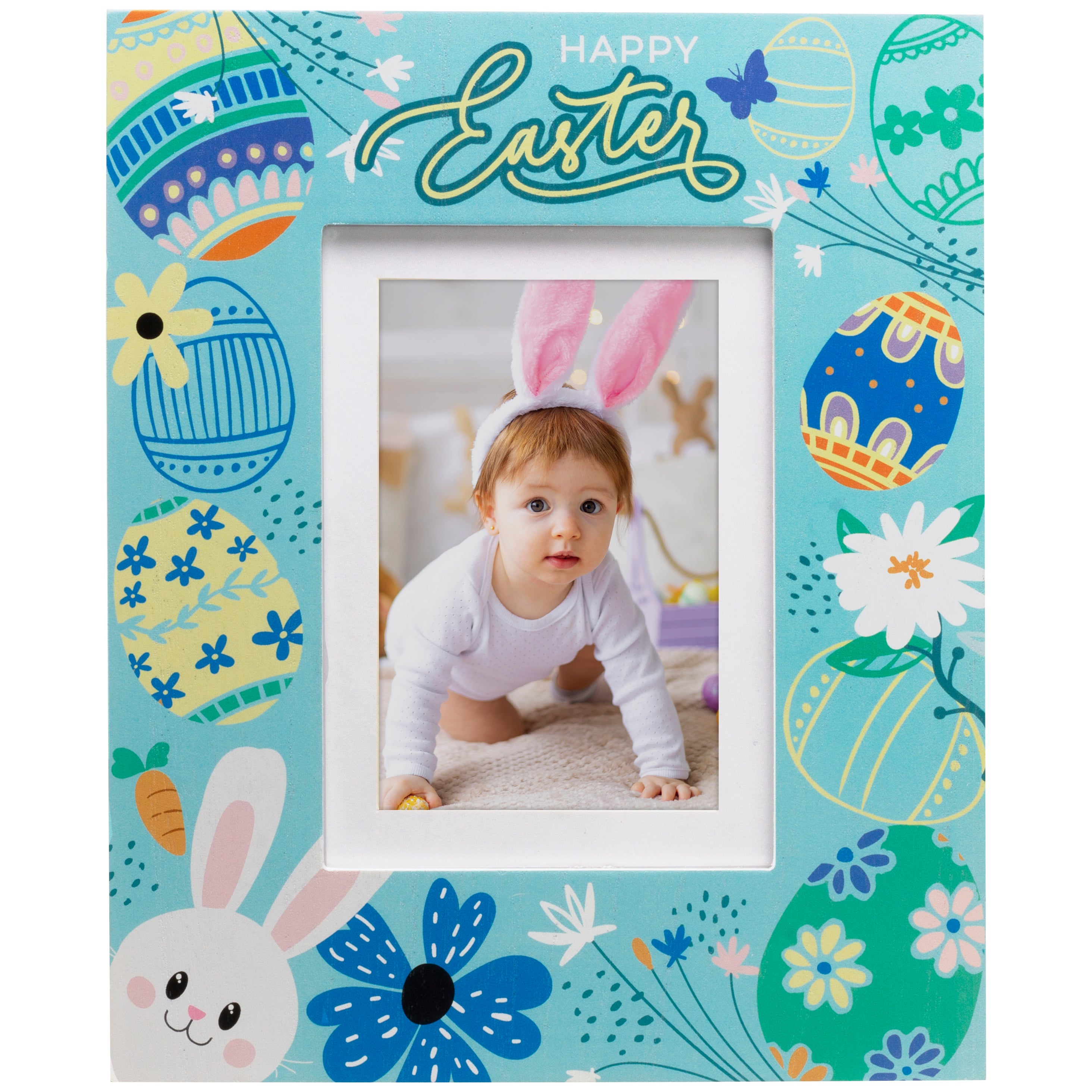 Blue Happy Easter 4" x 6" or 5" x 7" Wood Picture Frame