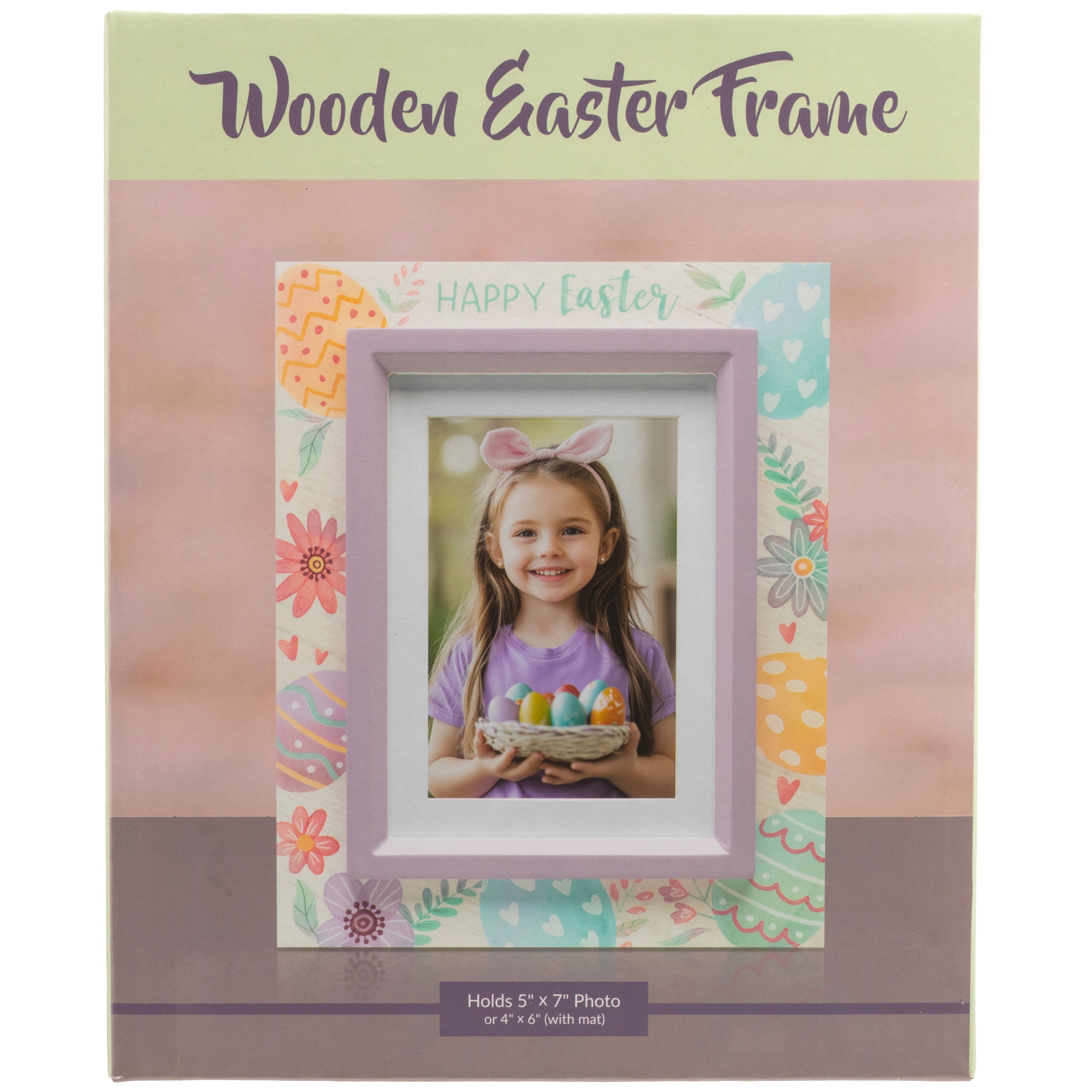 Happy Easter Flower and Egg 4" x 6" or 5" x 7" Wood Picture Frame