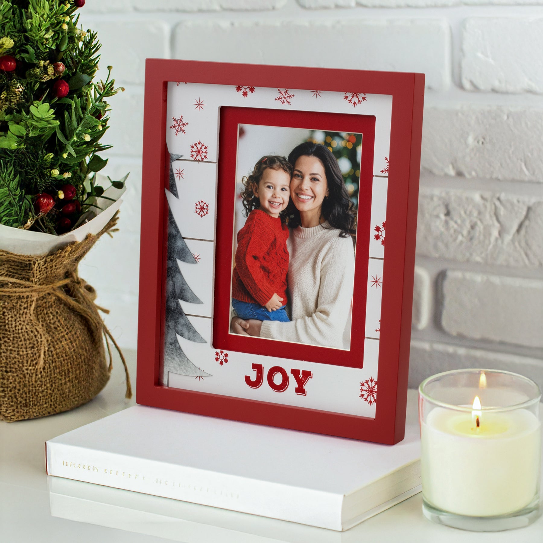 Red Joy Metal Tree 4" x 6" or 5" x 7" Wood Picture Frame