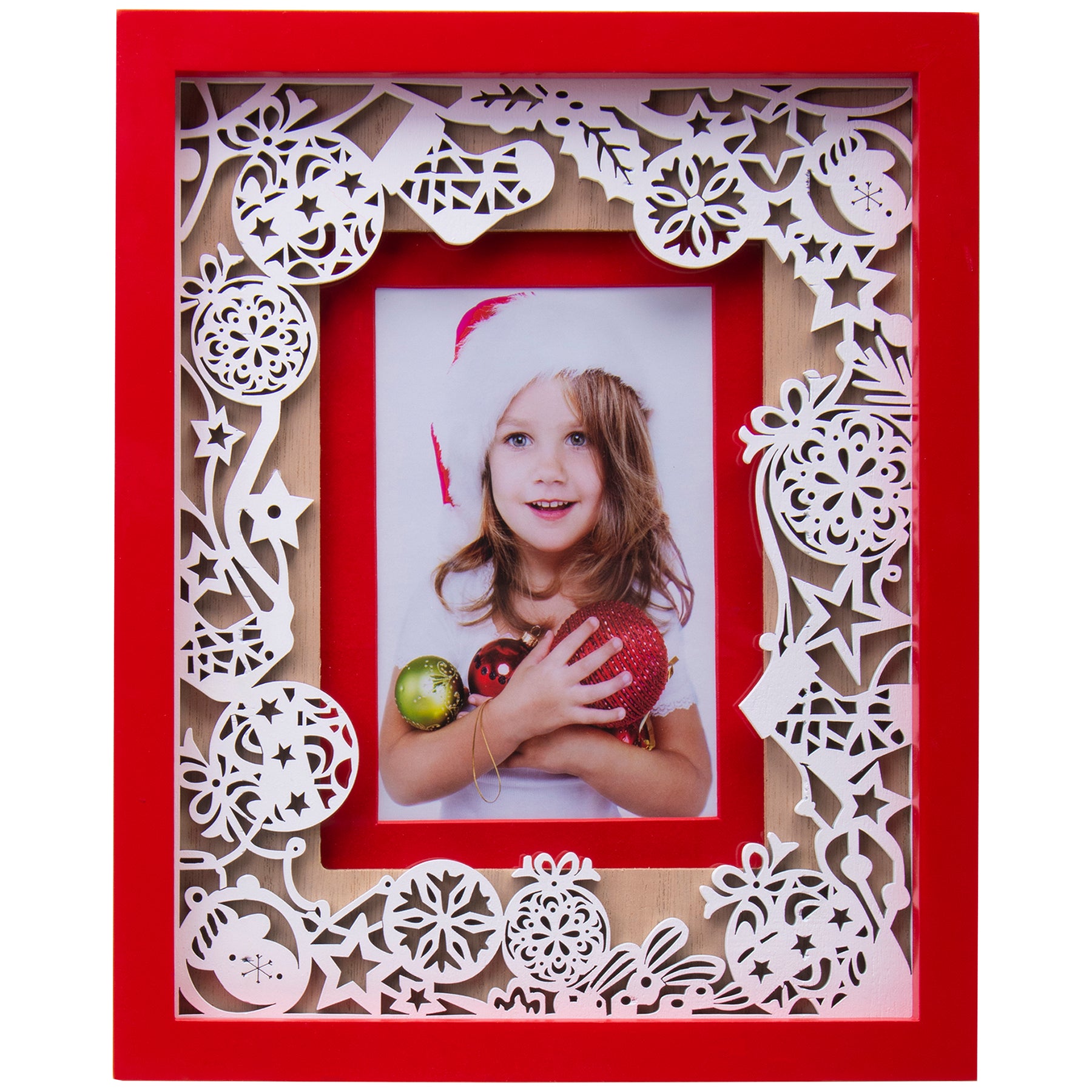 Red Wood Christmas Laser Cut 4" x 6 or 5" x 7" Picture Frame