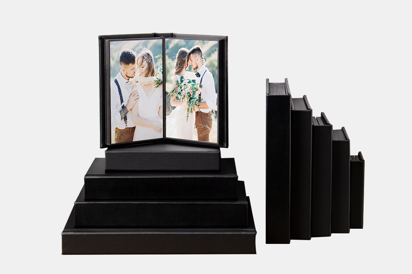 wholesale black leather self-stick photo albums for professional wedding photographers