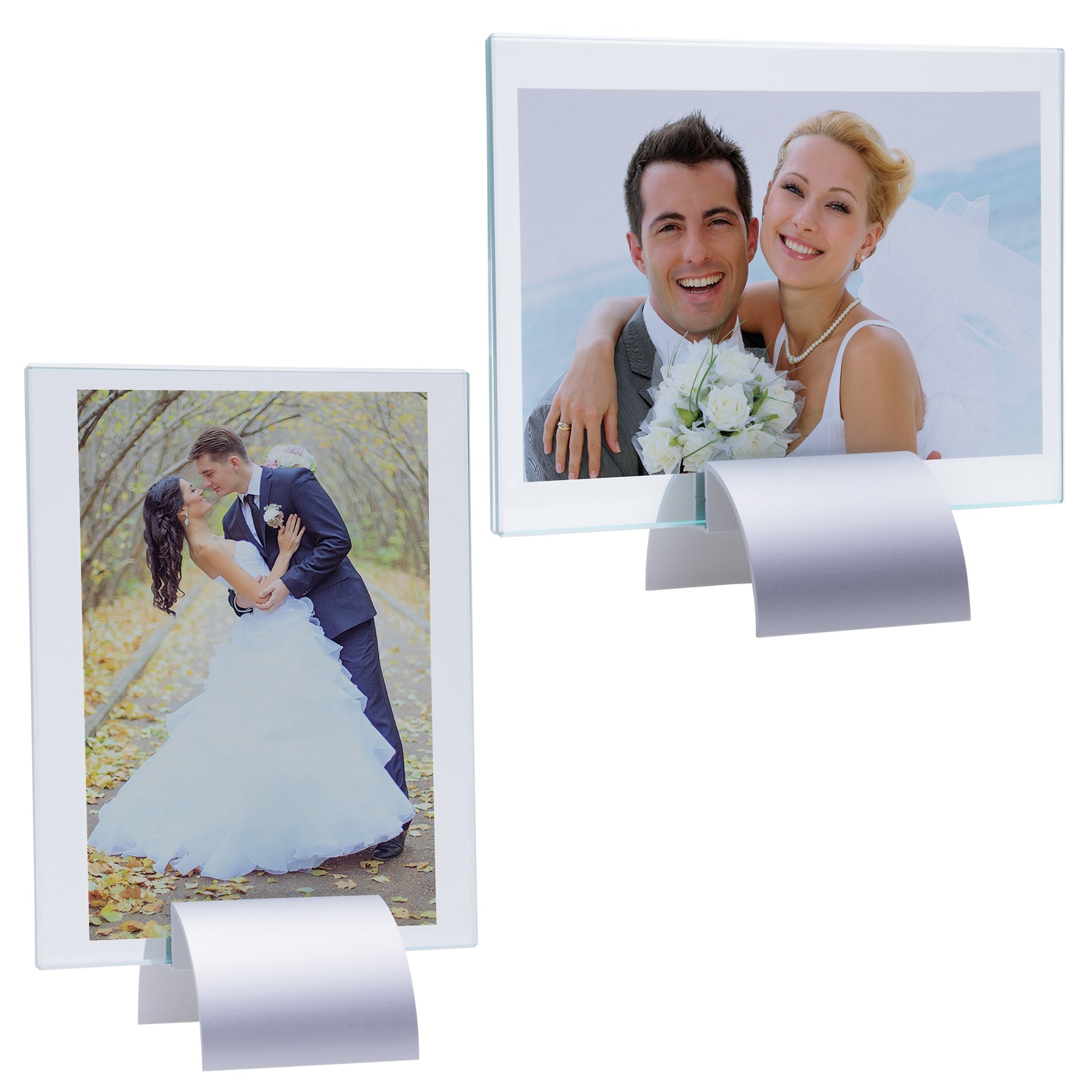 Glass Picture Frame w/ Metal Stand