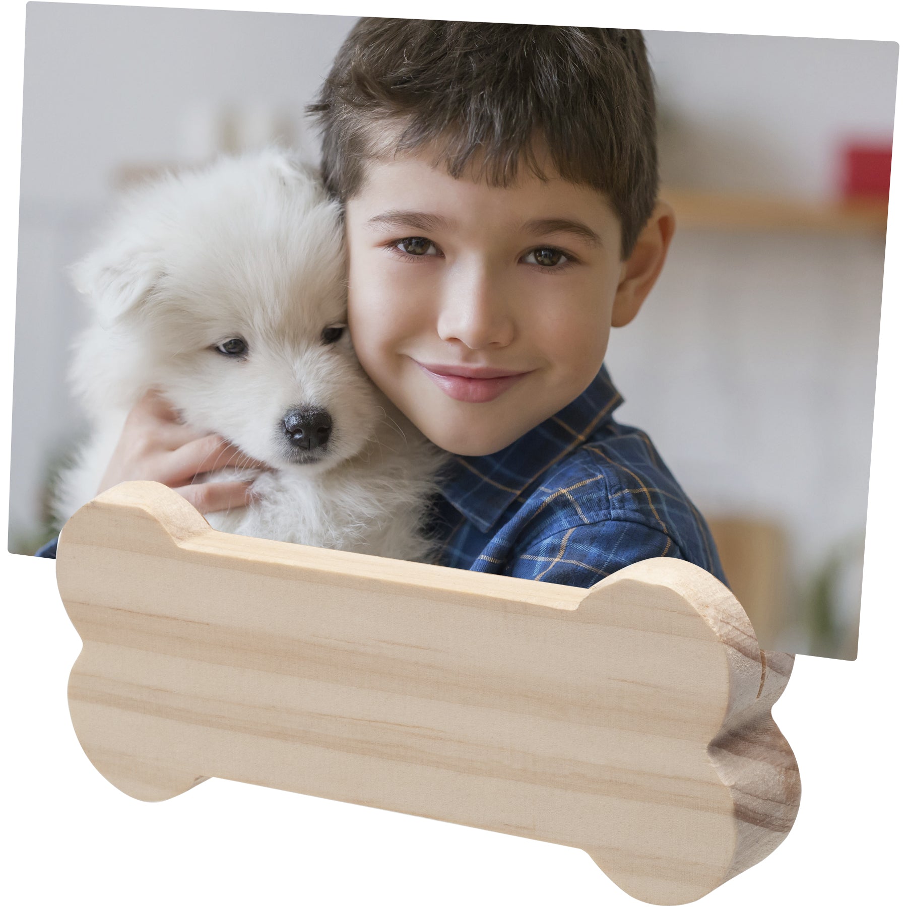 Wood Dog Bone Photo Stand