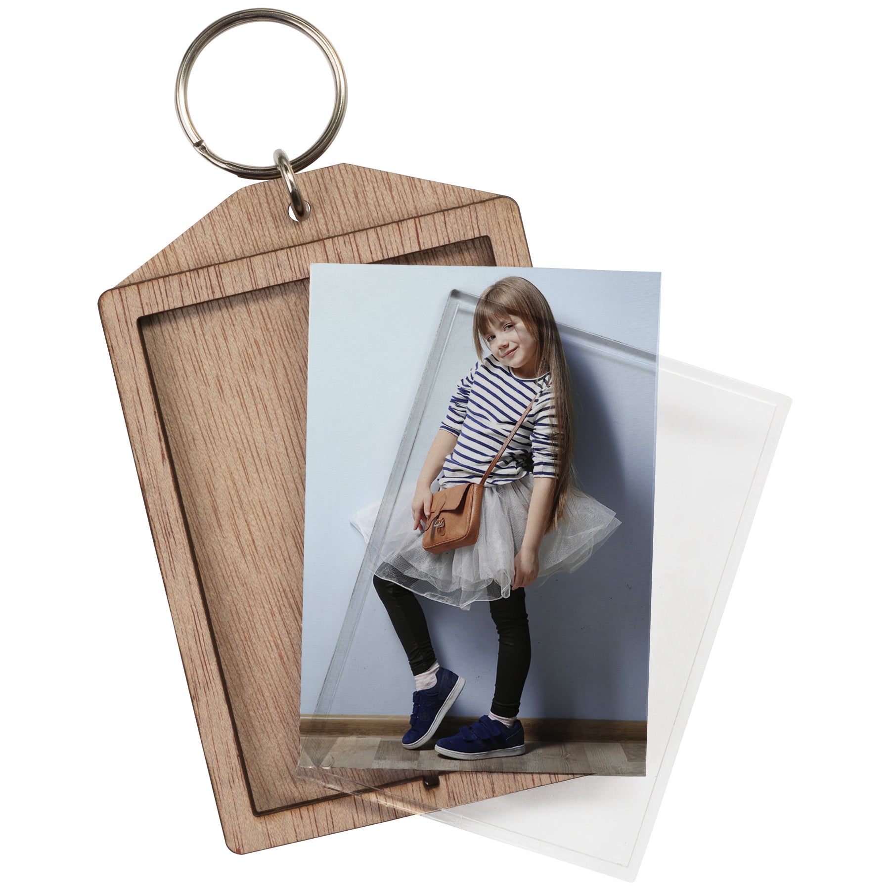 Wood Photo Snap-In Keychain
