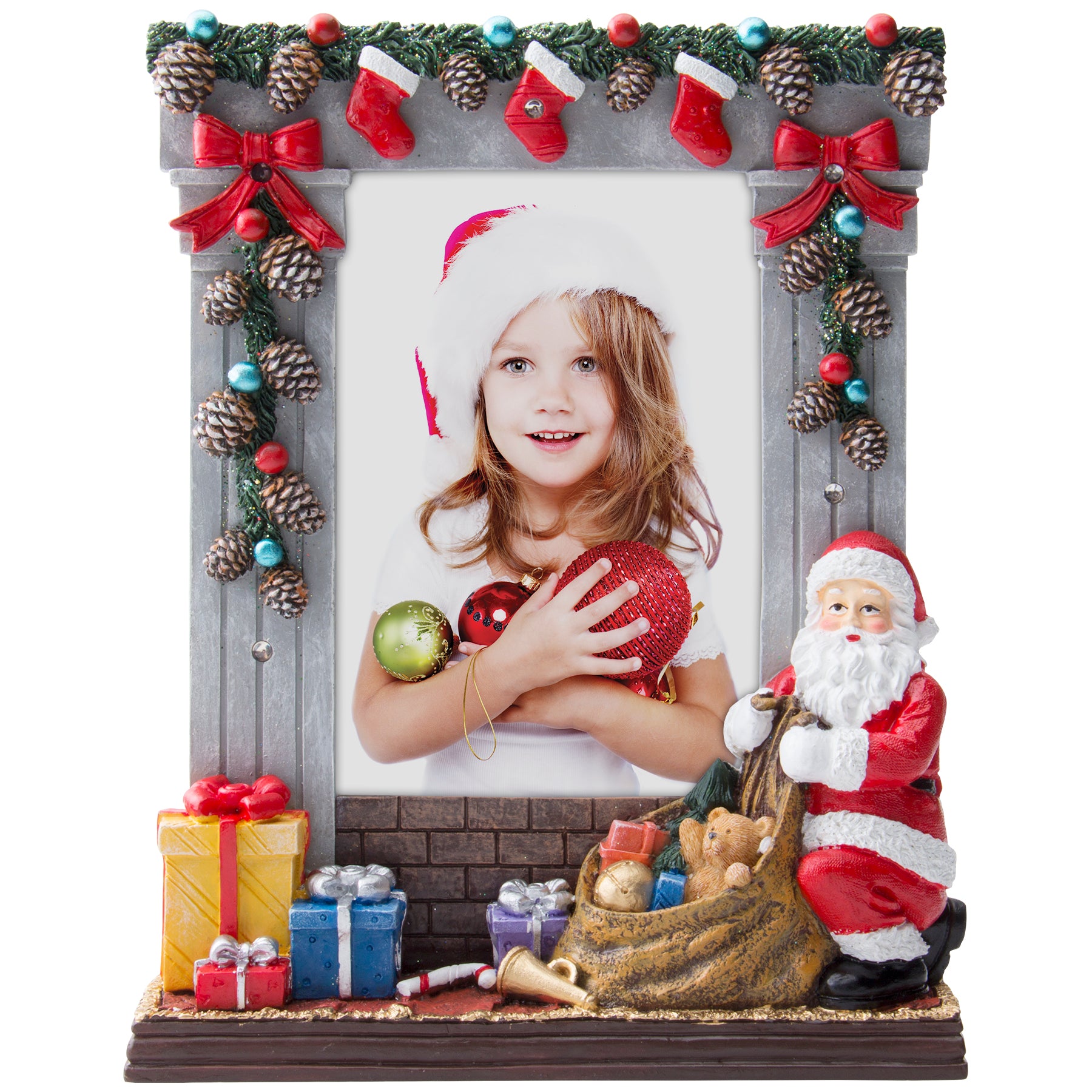 4" x 6" Light Up Christmas Santa Resin Picture Frame
