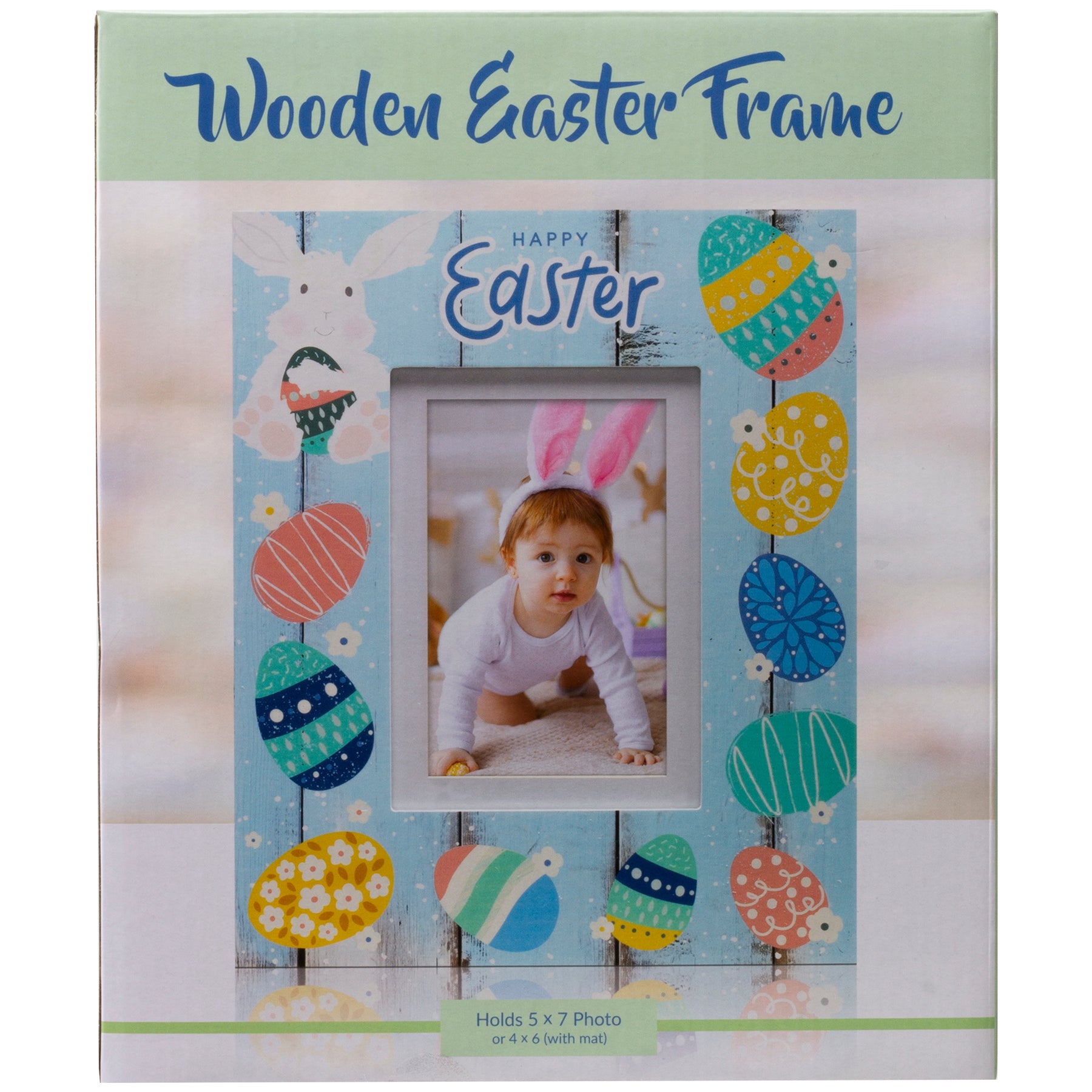 Blue Happy Easter Wood Picture Frame