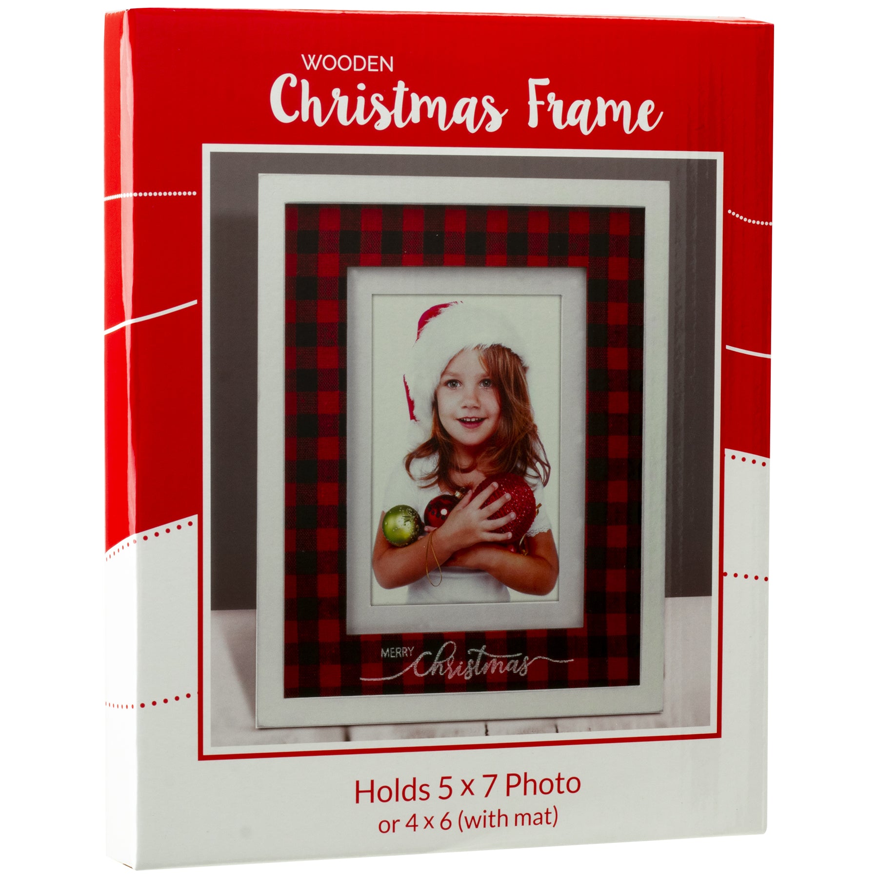 Merry Christmas Plaid Picture Frame